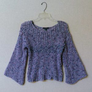 Forever21 Purple and Blue Knit Sweater with Bell Sleeves